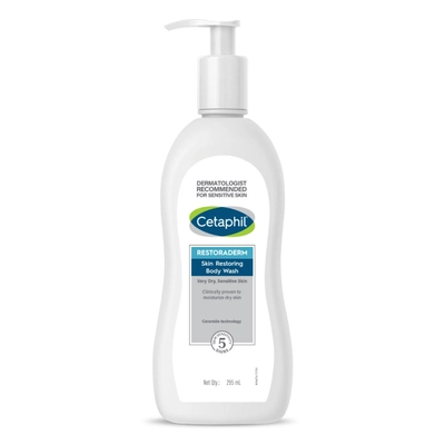 Cetaphil Restoraderm Skin Restoring Body Wash 295 ml | Moisturises Dry Skin | Sooths Dry Itchy Skin | For Very Dry, Sensitive Skin, Pack of 1