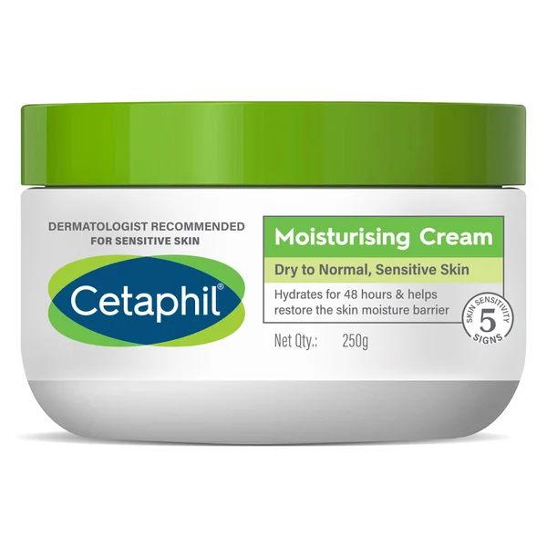 Cetaphil Moisturising Cream 250 gm | Almond Oil, Vitamin E | Hydrates Skin for 48 hrs | For Dry To Normal, Sensitive Skin, Pack of 1