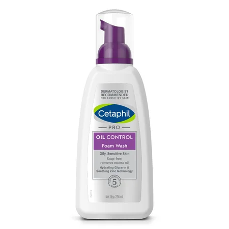 Cetaphil Pro Oil Control Foam Wash 236 ml | Hydrating Glycerin, Soothing Zinc Technology | Removes & Controls Excess Oil | Soap Free | For Oily, Sensitive Skin