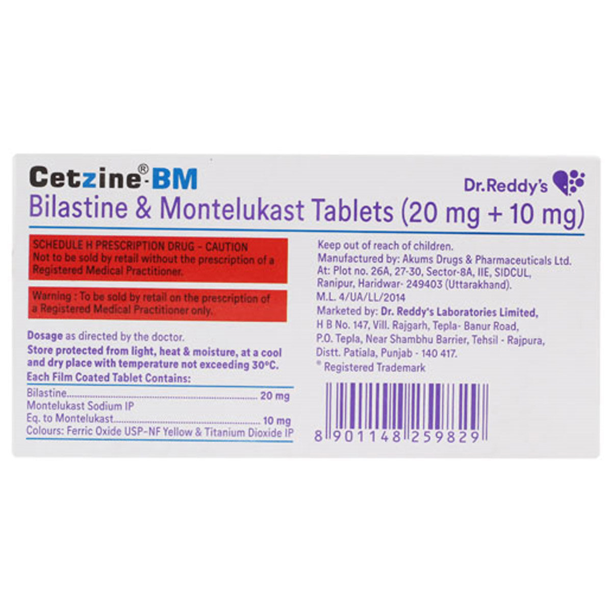 Cetzine-BM 20/10 Tablet 10's, Pack of 10 TABLETS Cetzine-BM 20/10 Tablet 10's, Pack of 10 TABLETS
