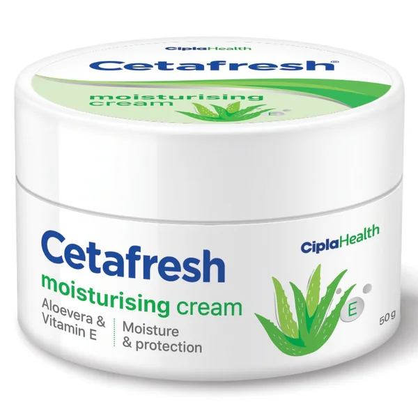 Cetafresh Moisturising Cream 50 gm | Aloe Vera & Vitamin E | Moisturises, Nourishes & Protects Skin | For Face, Hands & Body | Non Greasy | For Dry & Flaky Skin, All Skin Type