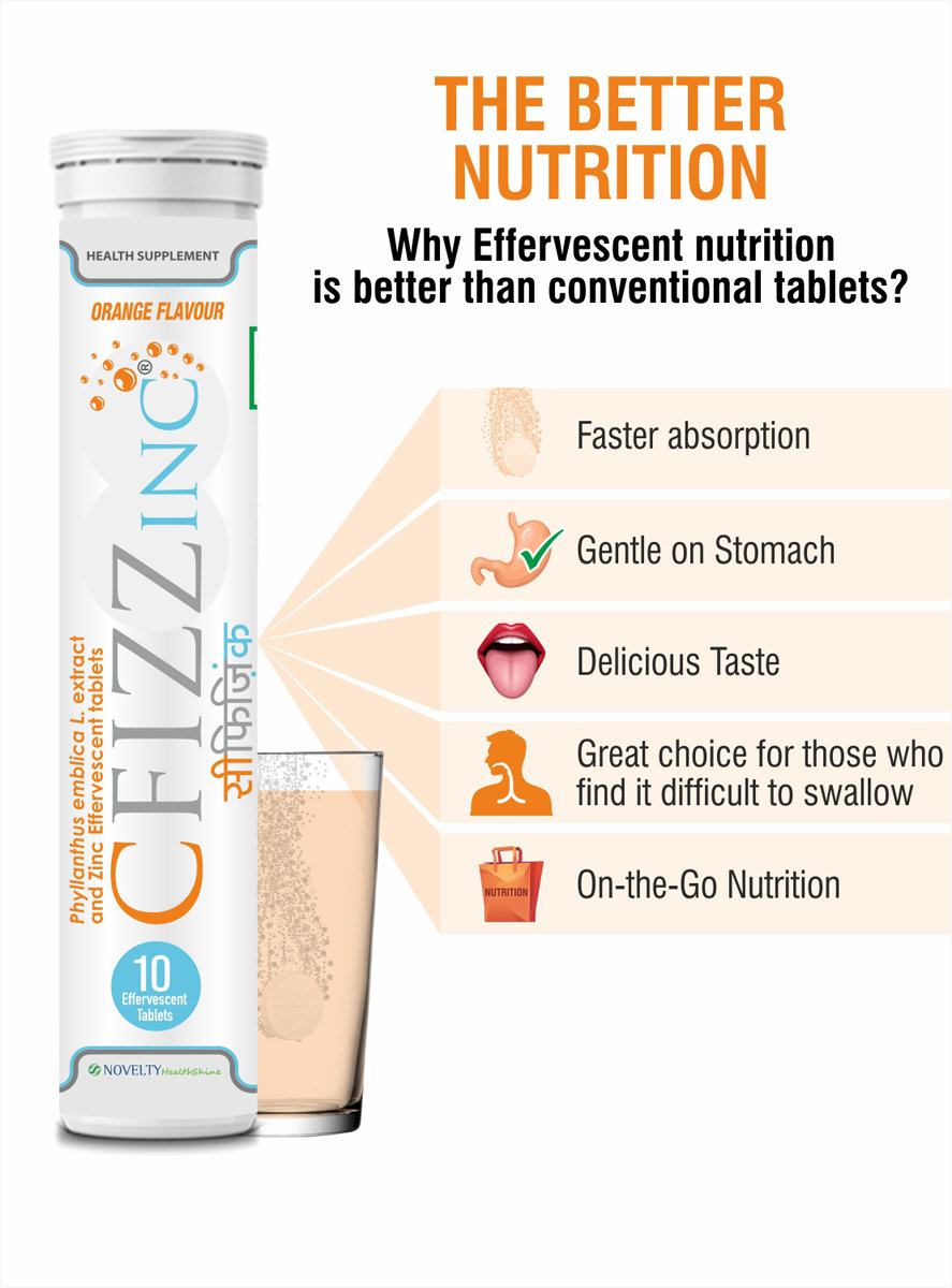 Cfizzinc Orange Flavour Effervescent Tablets 10's, Pack of 10 Cfizzinc Orange Flavour Effervescent Tablets 10's, Pack of 10