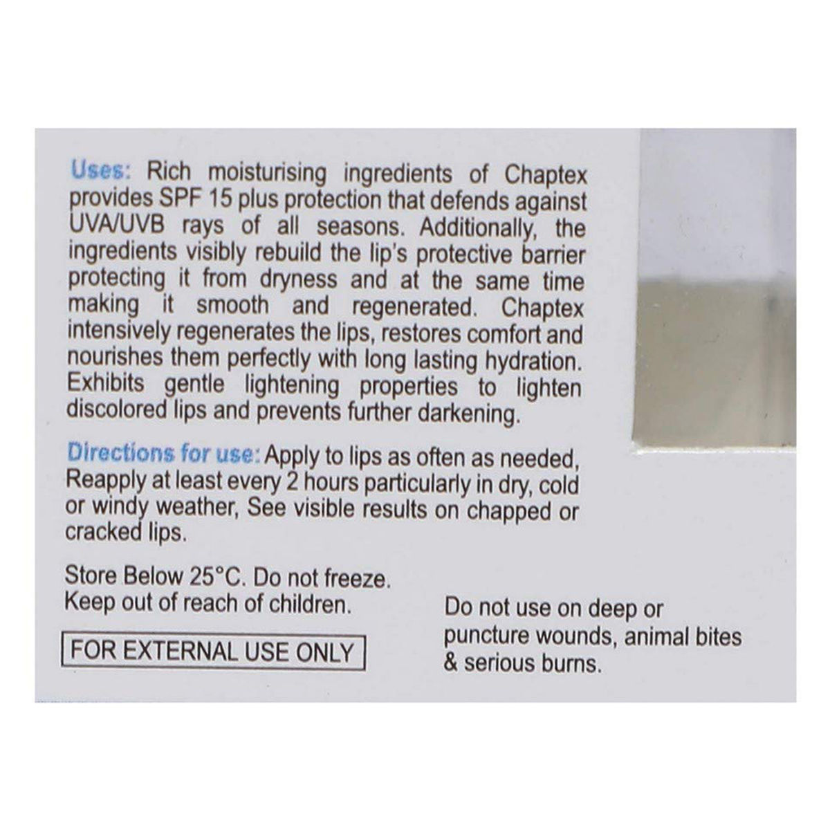 Chaptex Dermotologist Tested Lip Care SPF 15, 10 gm Price, Uses, Side