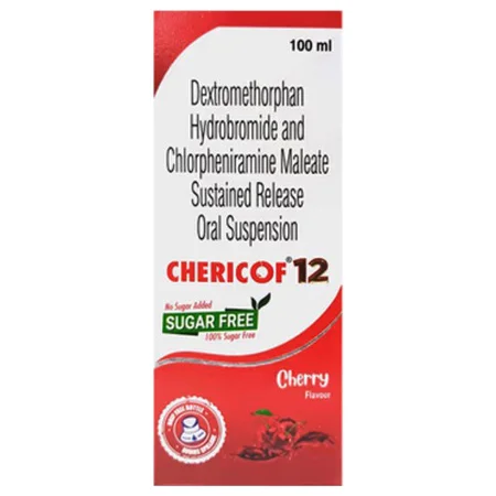 Chericof 12 Sugar Free Cherry Flavour Oral Suspension 100 ml