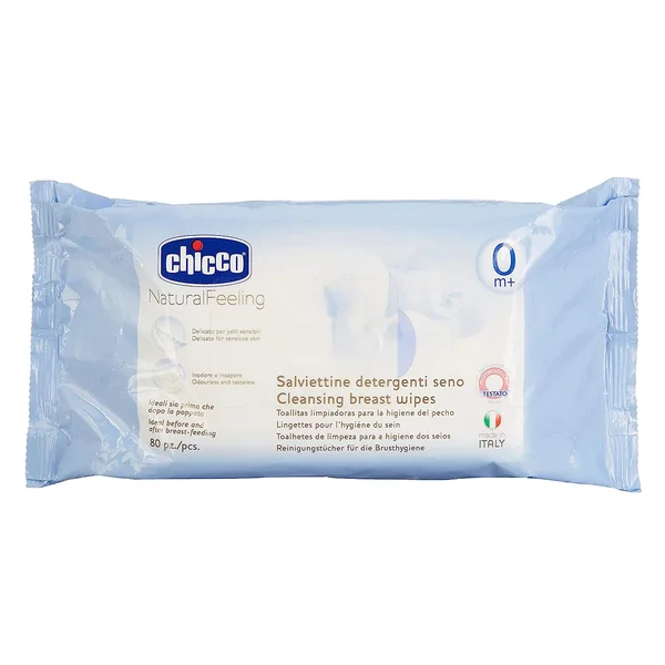 Chicco Natural Feeling Breast Cleansing Wipes, 80 Count
