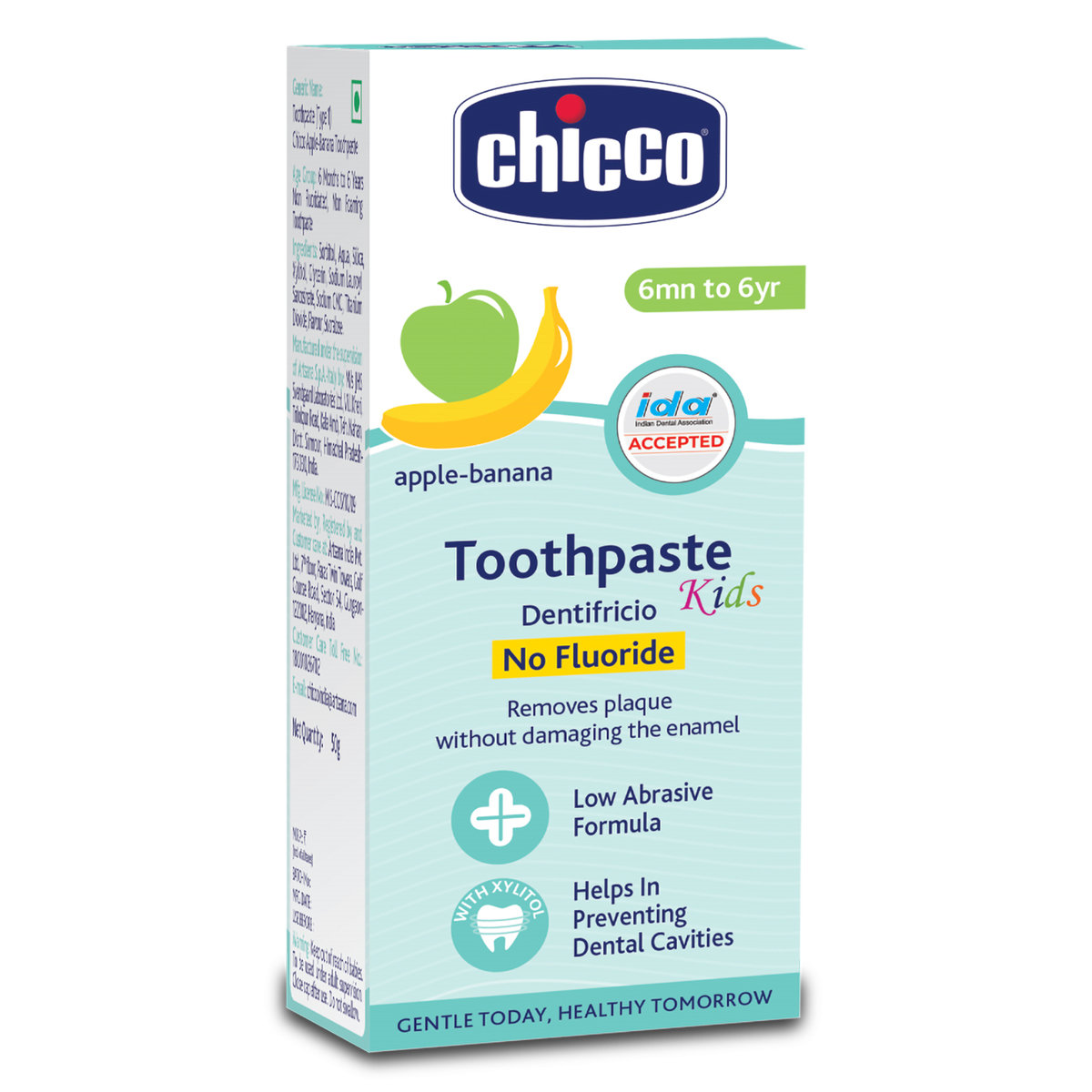 Chicco Apple-Banana Flavour Toothpaste for 6 Months to 6 Year Kids, 50 gm, Pack of 1 Chicco Apple-Banana Flavour Toothpaste for 6 Months to 6 Year Kids, 50 gm, Pack of 1