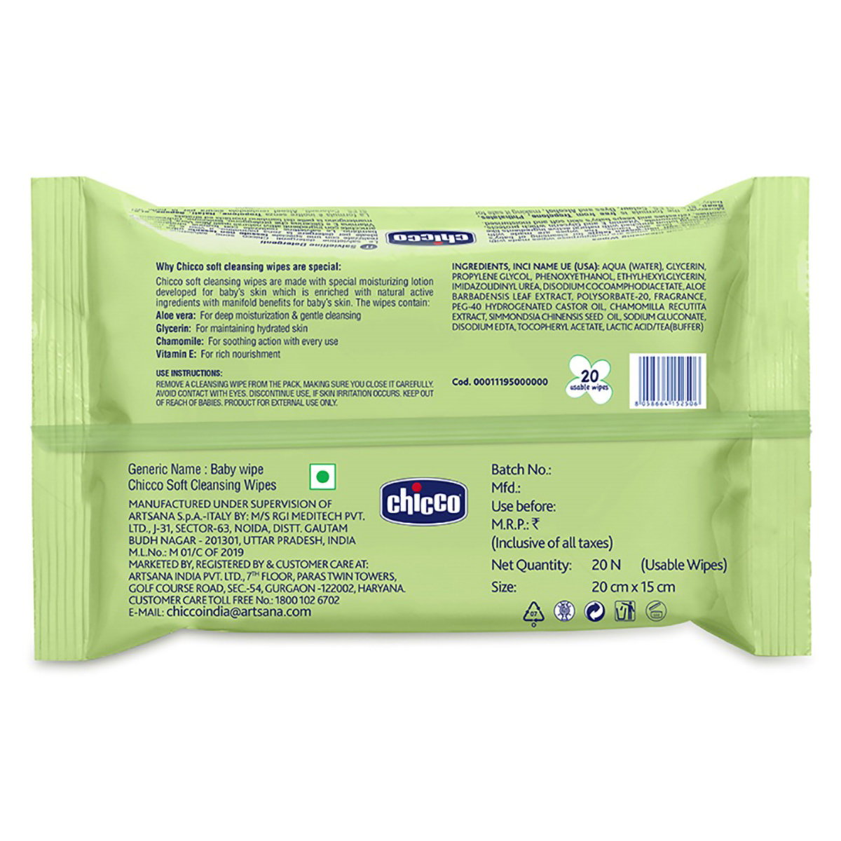 Chicco Baby Moments Soft Cleansing Wipes, 20 Count, Pack of 1 Chicco Baby Moments Soft Cleansing Wipes, 20 Count, Pack of 1