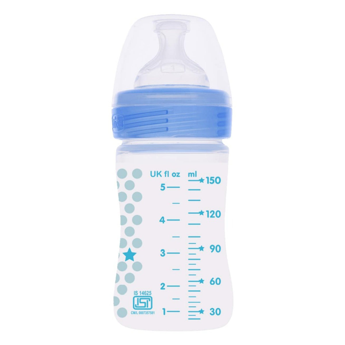 Chicco Well-Being Blue Feeding Bottle, 150 ml, Pack of 1 Chicco Well-Being Blue Feeding Bottle, 150 ml, Pack of 1