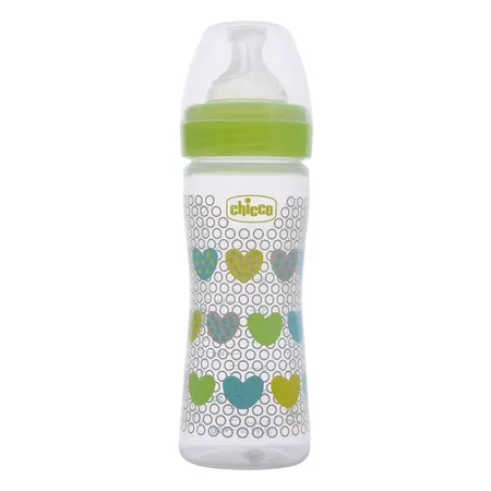 Chicco Well-Being Green Feeding Bottle, 250 ml