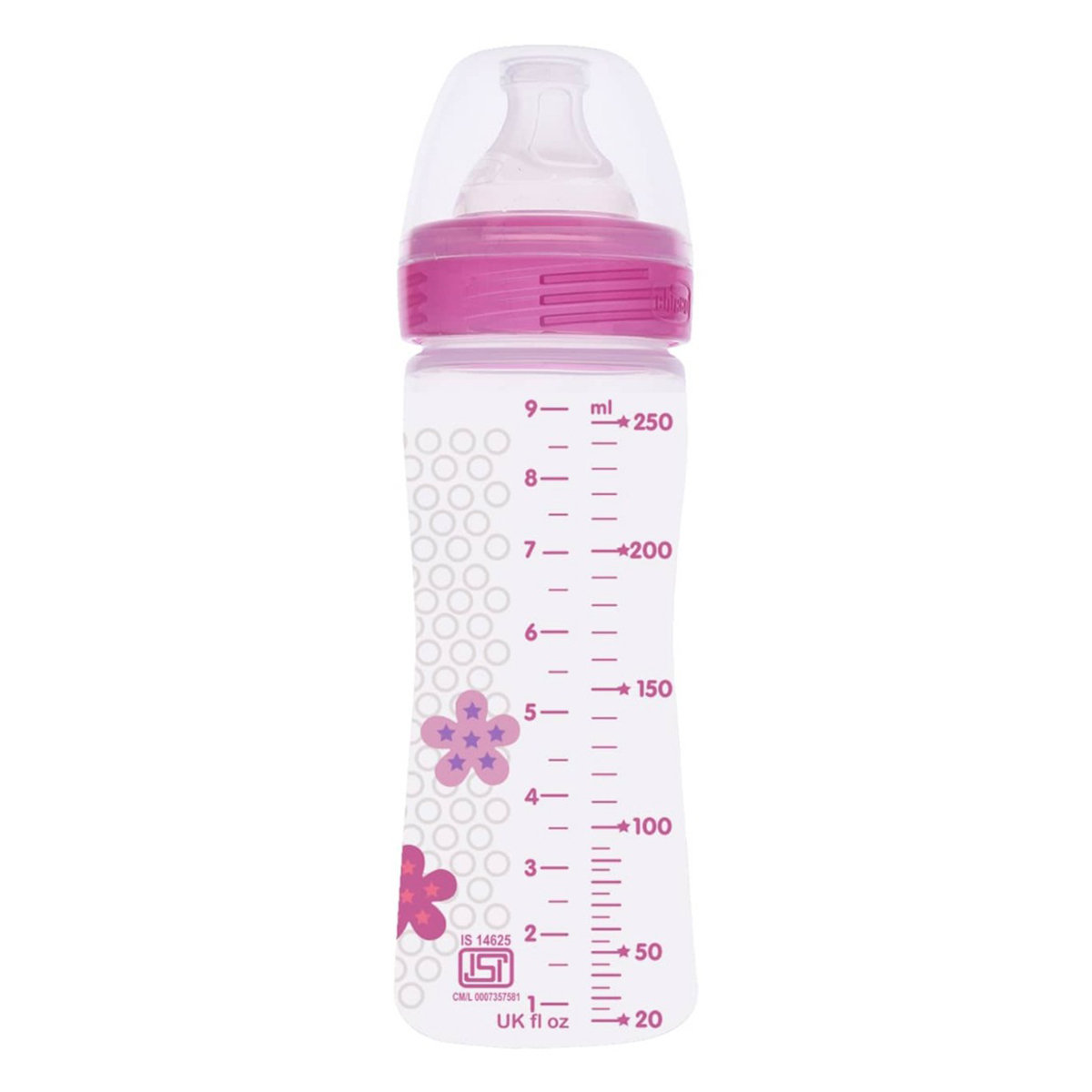 Chicco Well-Being Pink Feeding Bottle, 250 ml, Pack of 1 Chicco Well-Being Pink Feeding Bottle, 250 ml, Pack of 1