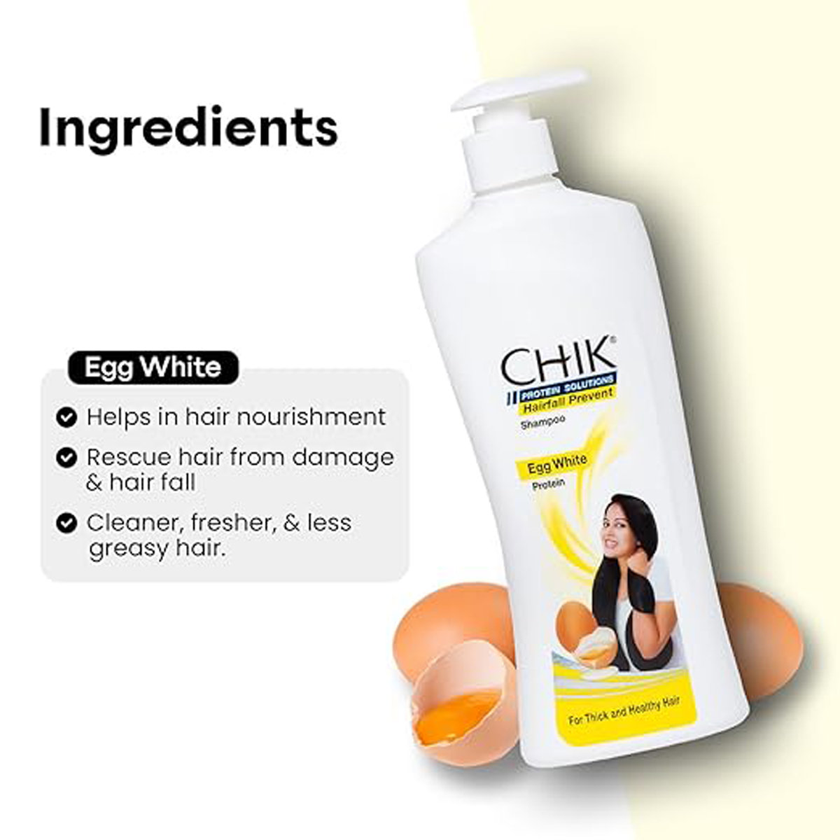 Chik Hairfall Prevent Egg White Protein Shampoo, 180 ml, Pack of 1 Chik Hairfall Prevent Egg White Protein Shampoo, 180 ml, Pack of 1