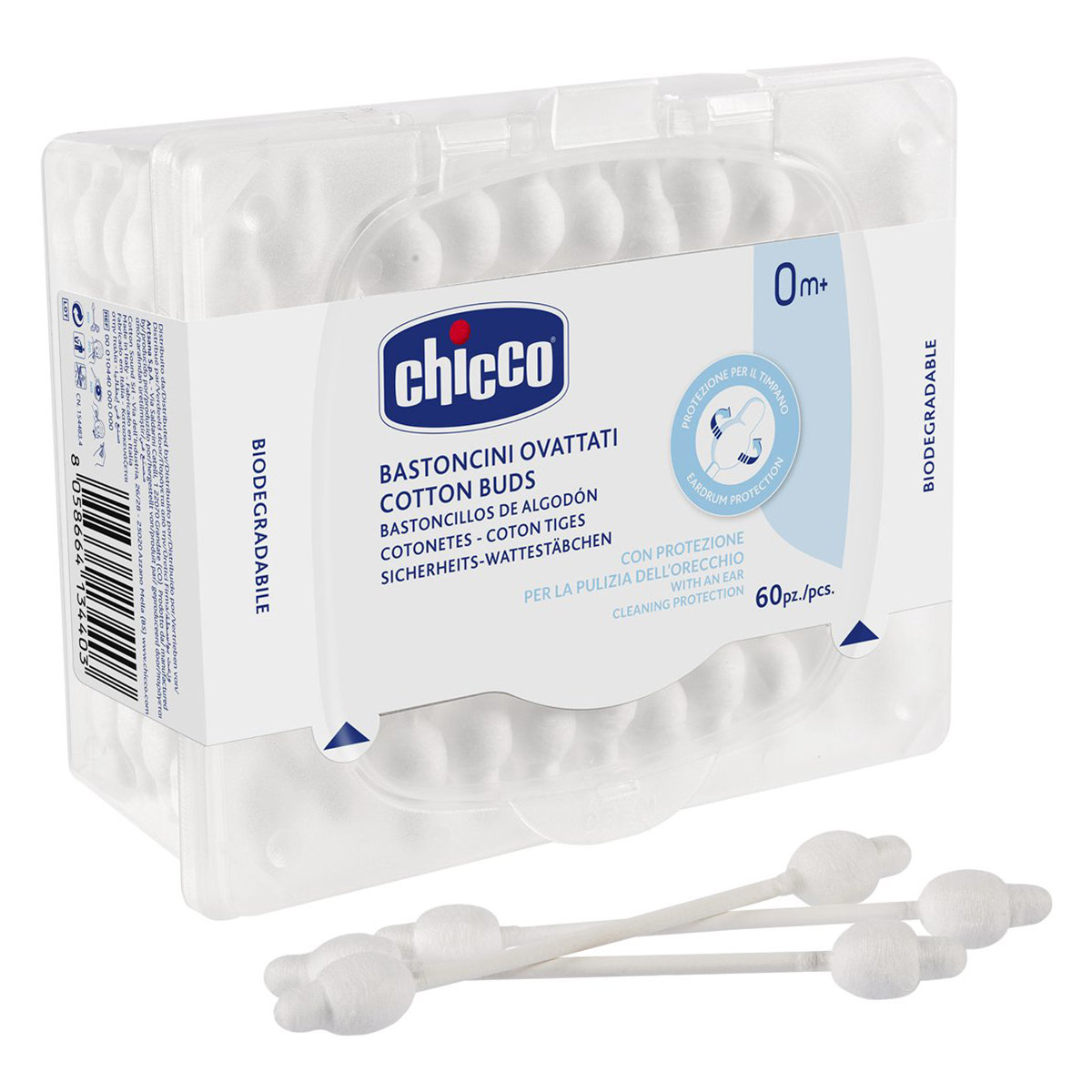 Chicco Cotton Buds with Eardrum Protection, 60 Count, Pack of 1 Chicco Cotton Buds with Eardrum Protection, 60 Count, Pack of 1