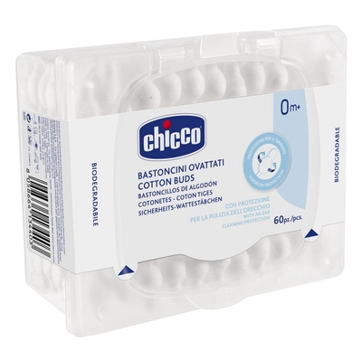 Chicco Cotton Buds with Eardrum Protection, 60 Count, Pack of 1