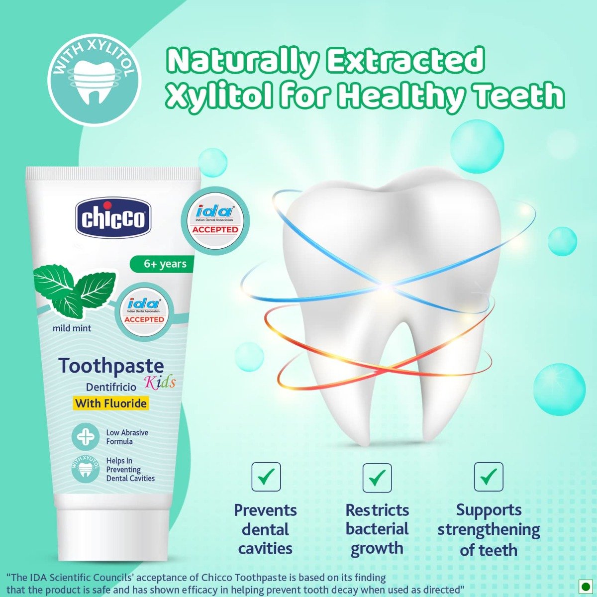 Chicco Mild Mint Flavour Toothpaste for 6+ Year Kids, 70 gm, Pack of 1 Chicco Mild Mint Flavour Toothpaste for 6+ Year Kids, 70 gm, Pack of 1