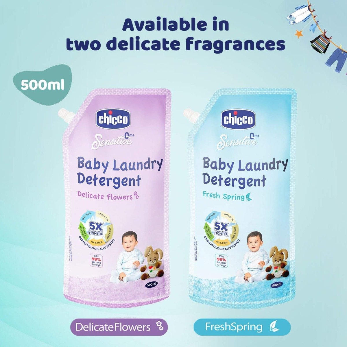Chicco Baby Laundry Detergent Fresh Spring Liquid, 500 ml, Pack of 1 Chicco Baby Laundry Detergent Fresh Spring Liquid, 500 ml, Pack of 1