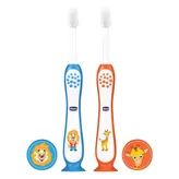 Chicco Soft Blue &amp; Orange Toothbrush for 3-8 Year Kids, 2 Count, Pack of 1