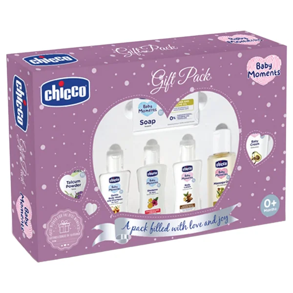 Chicco Baby Moments Baby Caring Gift Pack Purple, 1 Count, Pack of 1