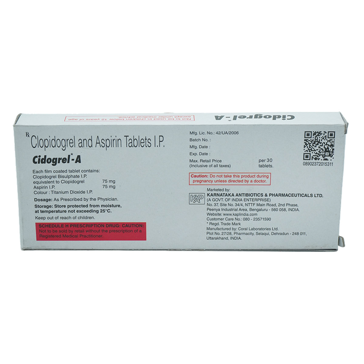 CIDOGREL A TABLET, Pack of 10 TABLETS CIDOGREL A TABLET, Pack of 10 TABLETS