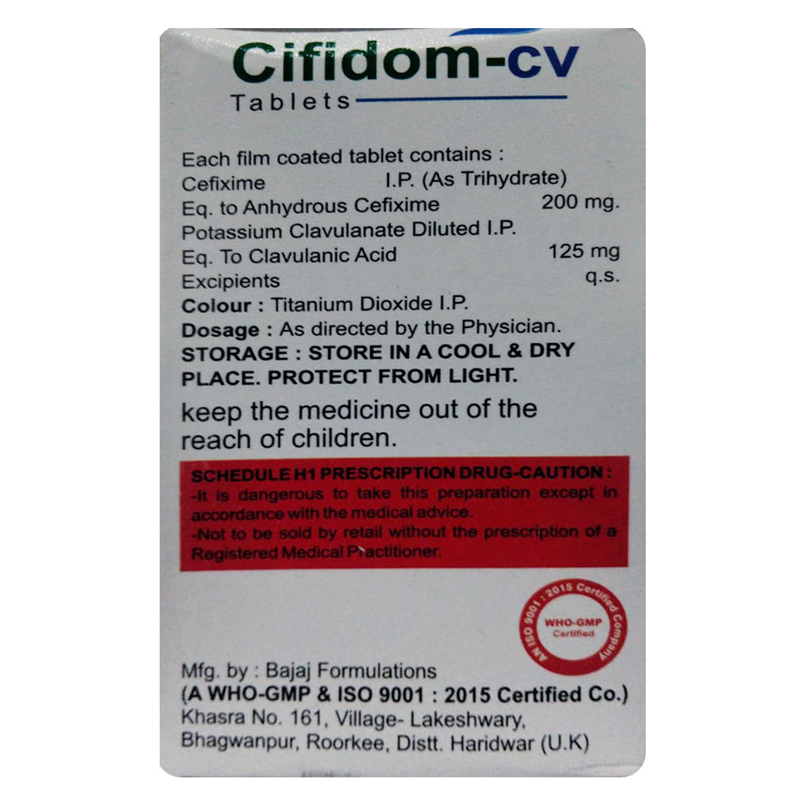 Cifidom-CV Tablet 10's, Pack of 10 TABLETS Cifidom-CV Tablet 10's, Pack of 10 TABLETS