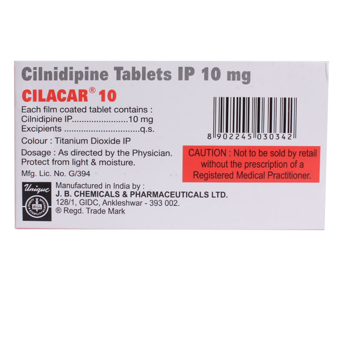 Cilacar 10 Tablet 15's, Pack of 15 TABLETS Cilacar 10 Tablet 15's, Pack of 15 TABLETS