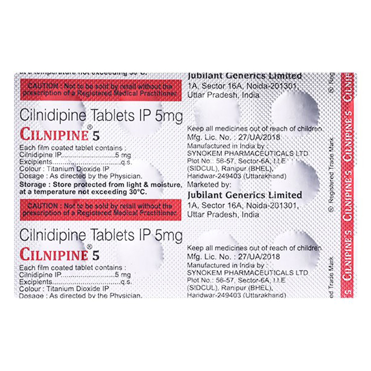 Cilnipine 5 mg Tablet 15's, Pack of 15 TabletS Cilnipine 5 mg Tablet 15's, Pack of 15 TabletS