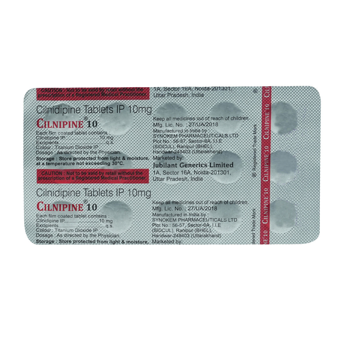 Buy Cilnipine 10 Tablet 15's Online