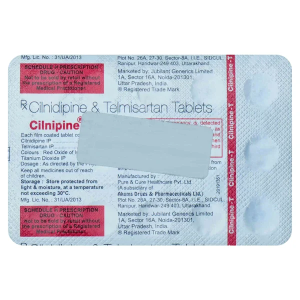 Cilnipine-T 10 mg/40 mg Tablet 15's, Pack of 15 TABLETS