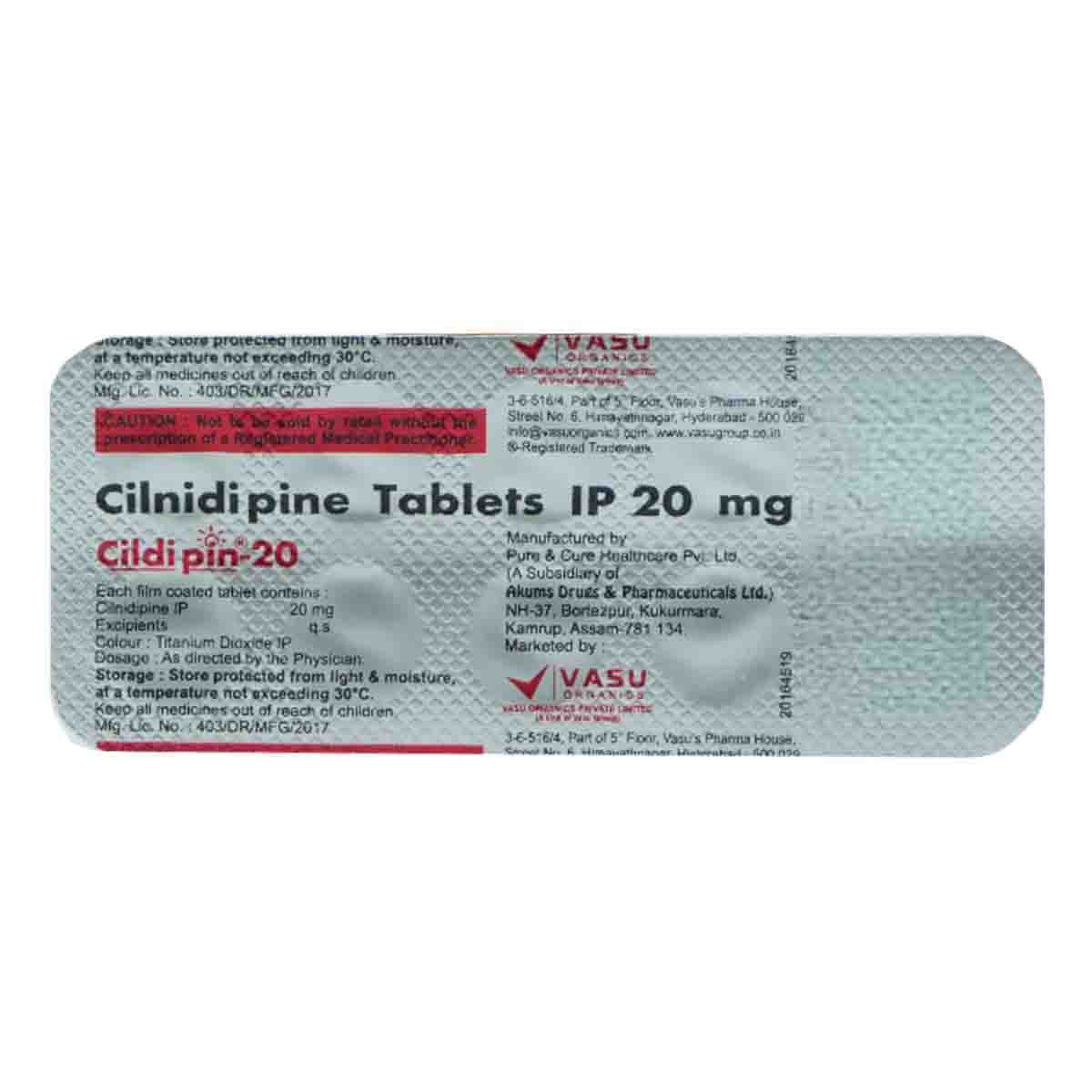 Cildipin-20 Tablet 10's, Pack of 10 TabletS Cildipin-20 Tablet 10's, Pack of 10 TabletS