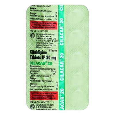 Cilacar 20 Tablet 15's, Pack of 15 TabletS