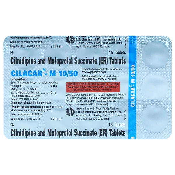 Cilacar-M 10/50 Tablet 15's, Pack of 15