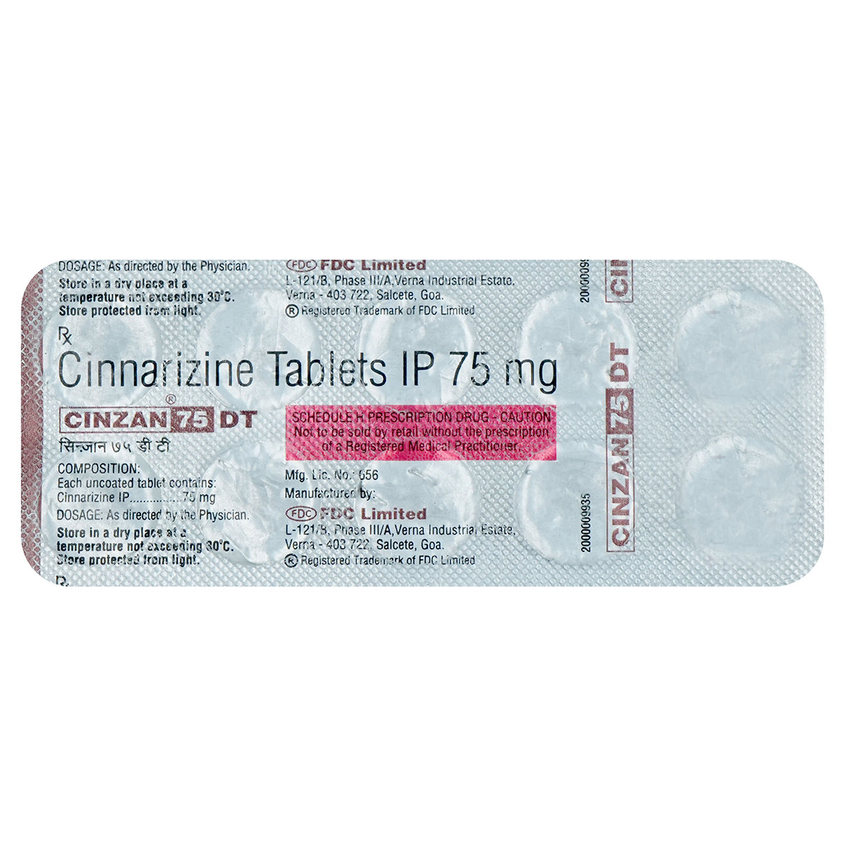 Cinzan 75mg Tablet 10's, Pack of 10 TABLETS Cinzan 75mg Tablet 10's, Pack of 10 TABLETS