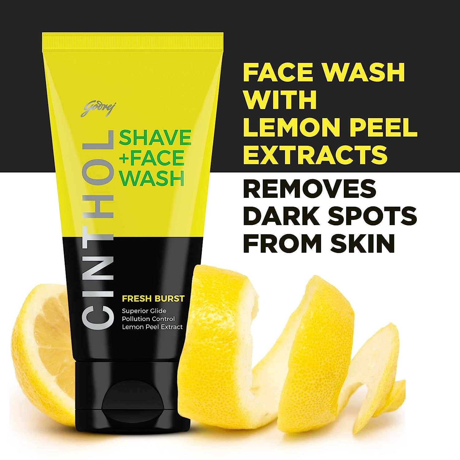 Cinthol Shave + Face Wash Fresh Burst 100 gm | Lemon Peel Extract | Removes Dark Spots | For Pollution Control | Dual Cleansing System, Pack of 1 Cinthol Shave + Face Wash Fresh Burst 100 gm | Lemon Peel Extract | Removes Dark Spots | For Pollution Control | Dual Cleansing System, Pack of 1