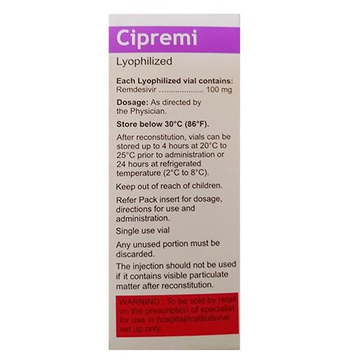Cipremi 100 mg Injection 1's, Pack of 1 Injection Cipremi 100 mg Injection 1's, Pack of 1 Injection