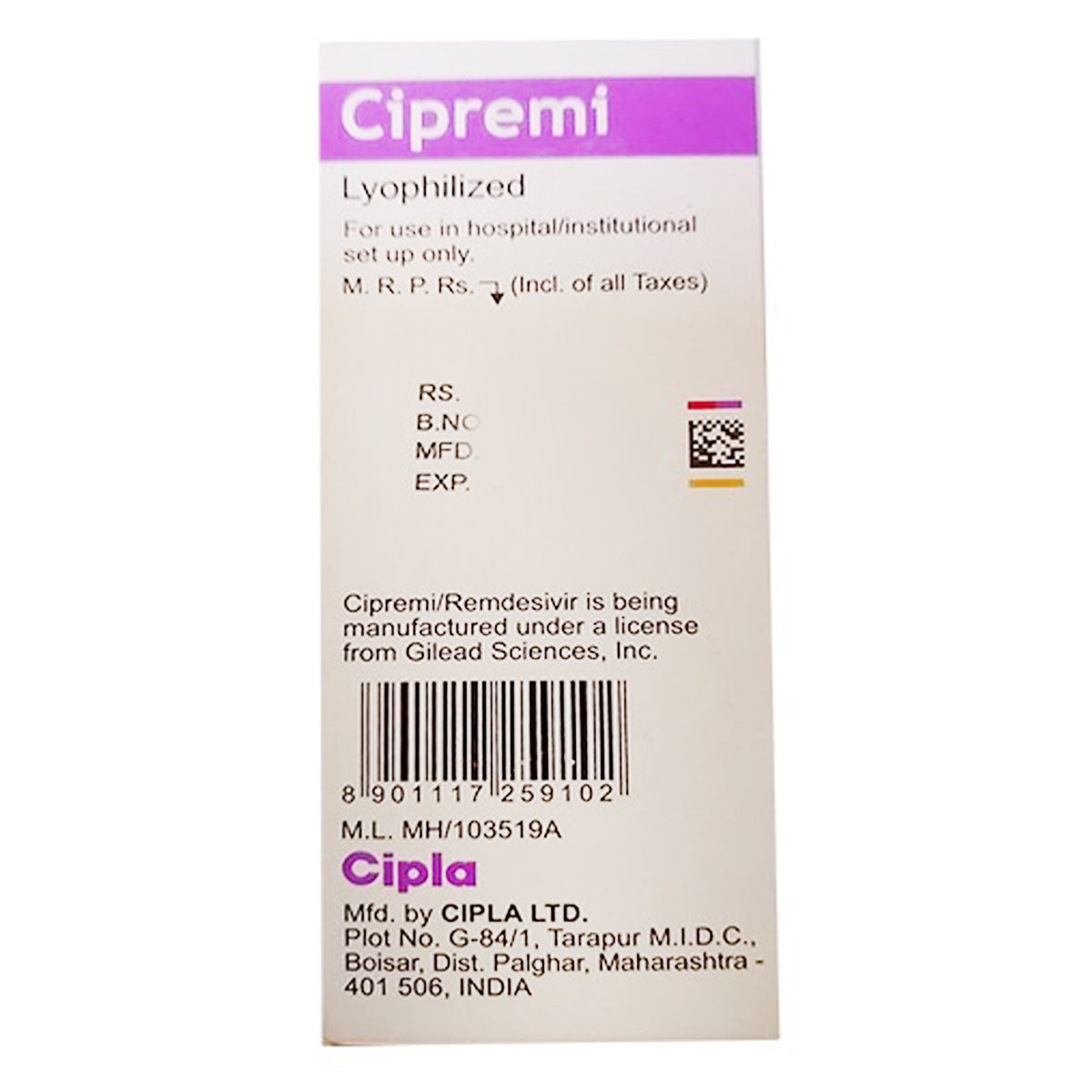 Cipremi 100 mg Injection 1's, Pack of 1 Injection Cipremi 100 mg Injection 1's, Pack of 1 Injection