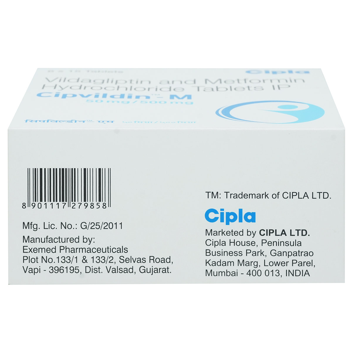 Cipvildin-M 50 mg/500 mg Tablet 15's, Pack of 15 TabletS Cipvildin-M 50 mg/500 mg Tablet 15's, Pack of 15 TabletS