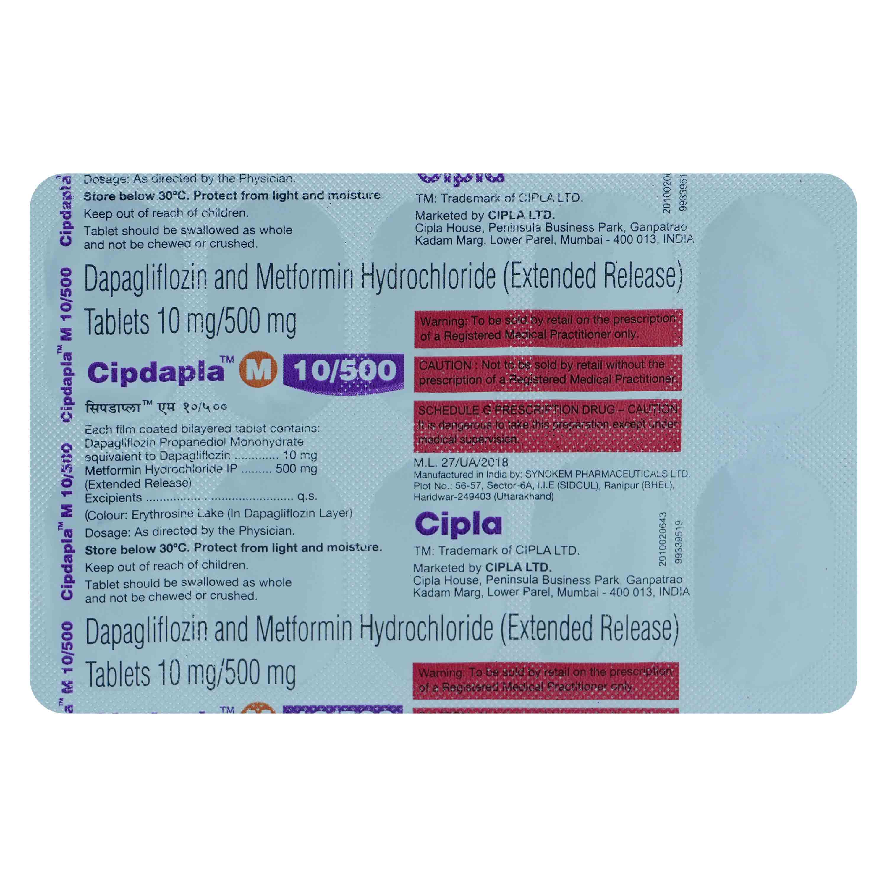 Buy Cipdapla M 10/500 Tablet 10's Online