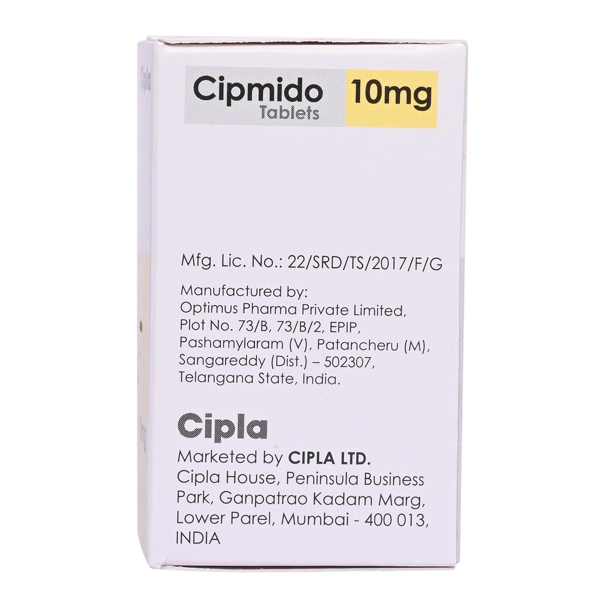 Cipmido 10 mg Tablet 10's, Pack of 10 Cipmido 10 mg Tablet 10's, Pack of 10