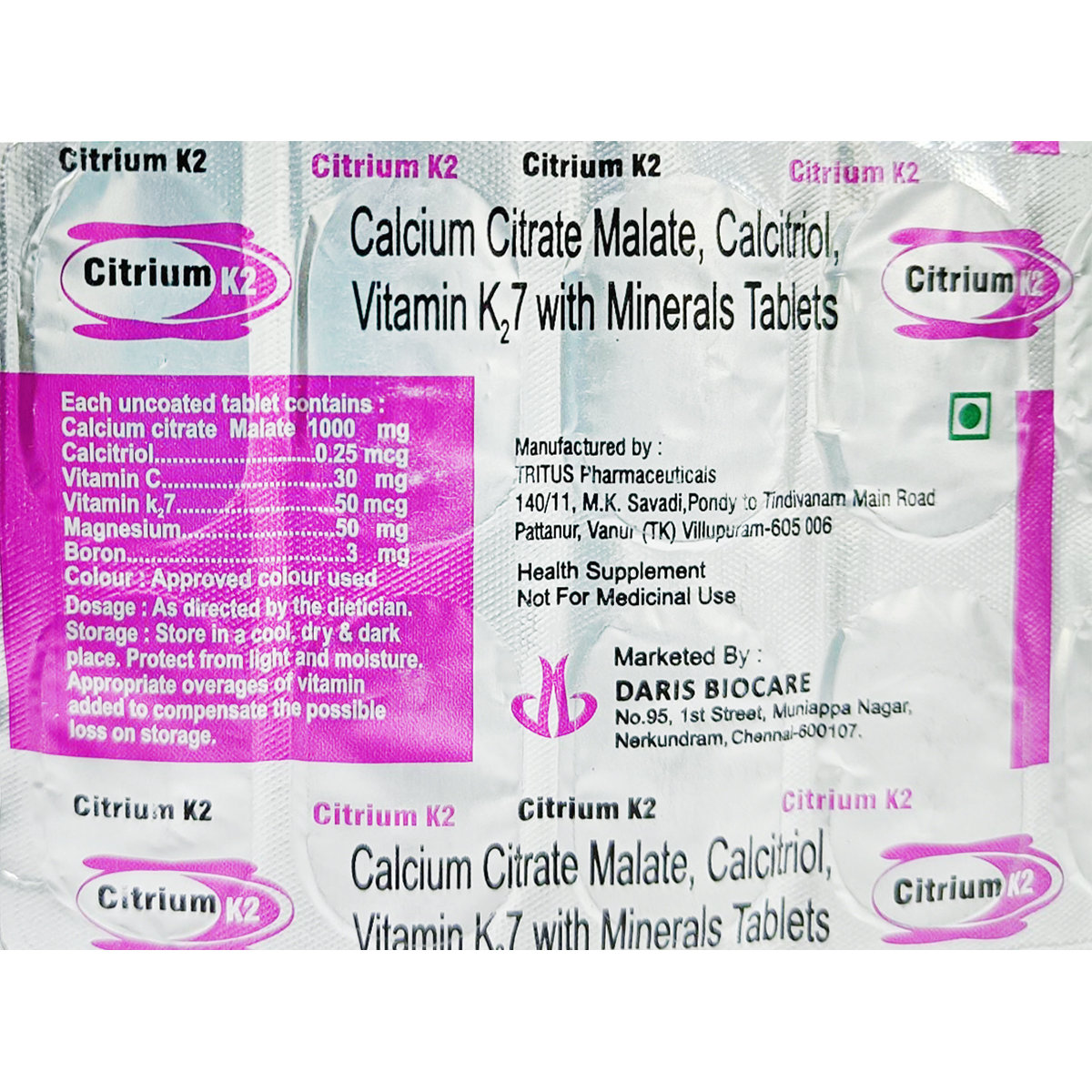 Citrium K2 Tablet 10's, Pack of 10 TABLETS Citrium K2 Tablet 10's, Pack of 10 TABLETS