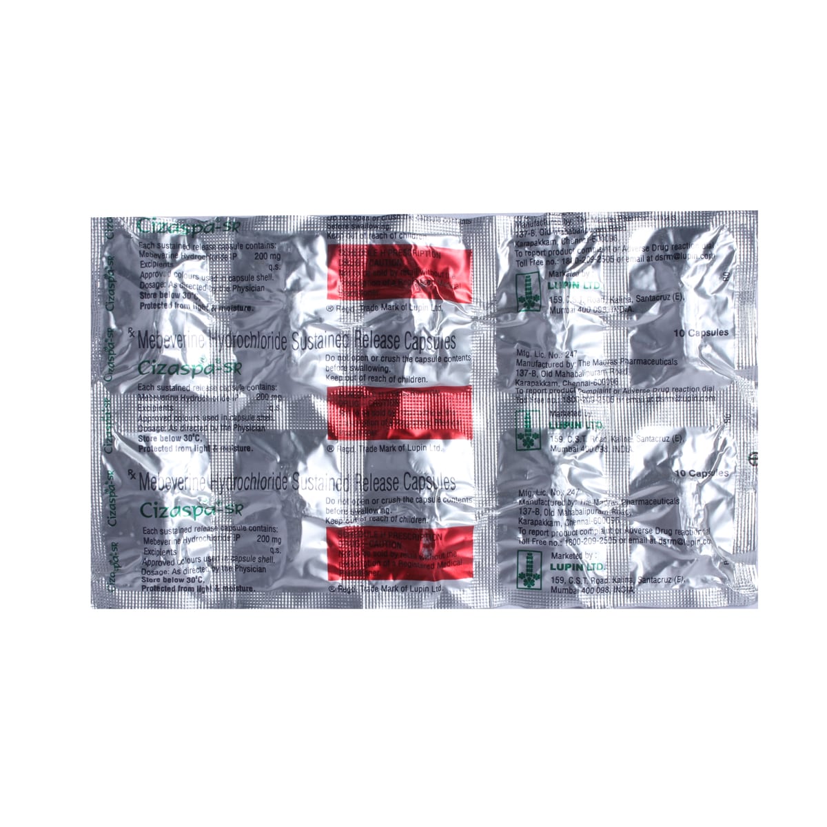 Cizaspa SR 200 Capsule 10's, Pack of 10 CAPSULES Cizaspa SR 200 Capsule 10's, Pack of 10 CAPSULES