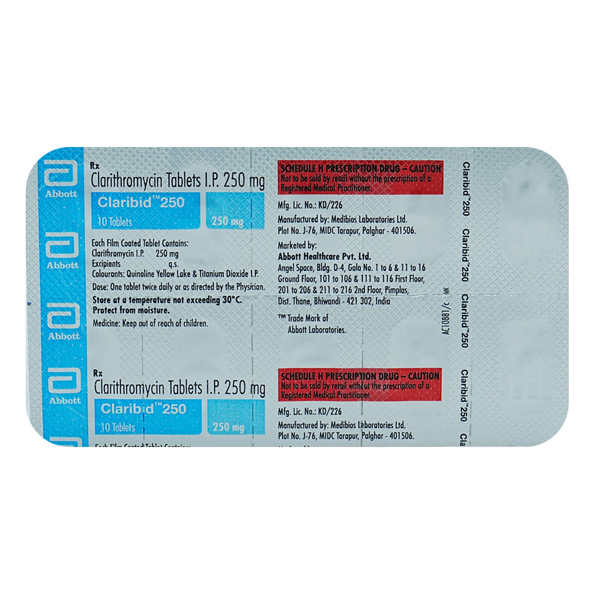 Buy Claribid 250 Tablet 10's Online