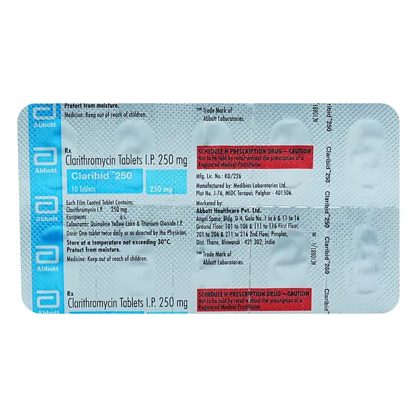 Claribid 250 Tablet 10's, Pack of 10 TABLETS