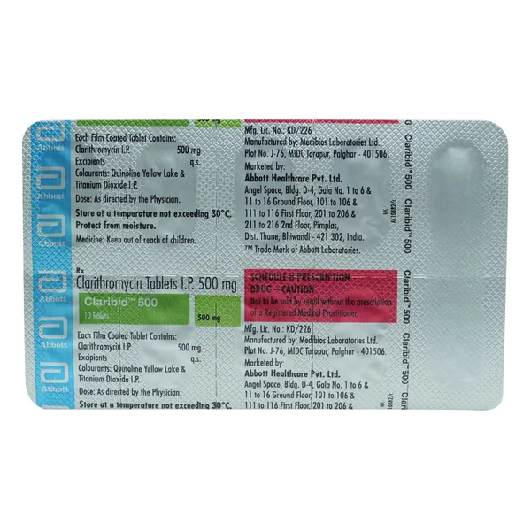 Claribid 500 Tablet 10's, Pack of 10 TABLETS