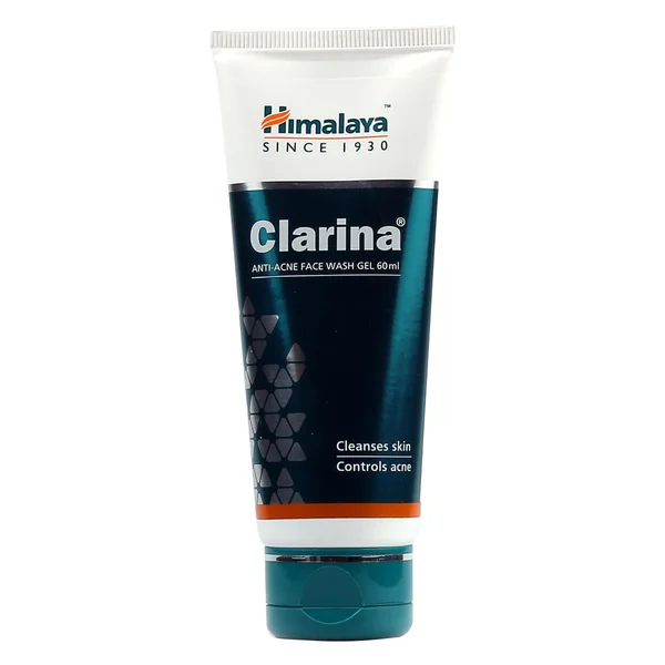 Himalaya Clarina Anti-Acne Face Wash Gel 60 ml | Cleasnes Skin | Controls Acne, Pack of 1