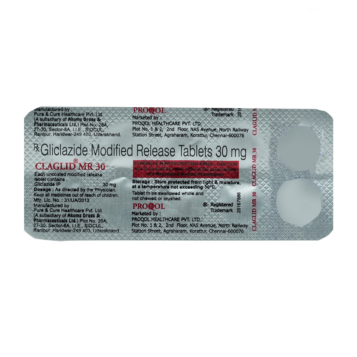 Claglid MR 30mg Tablet 10's, Pack of 10 TABLETS