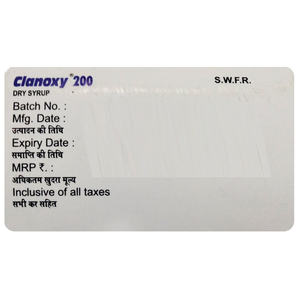 Clanoxy 200 Paediatric Delicious Mint Flavour Dry Syrup 30 ml, Pack of 1 DRY SYRUP Clanoxy 200 Paediatric Delicious Mint Flavour Dry Syrup 30 ml, Pack of 1 DRY SYRUP