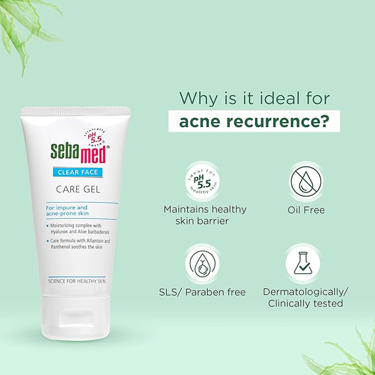 Sebamed Clear Face Care Gel 150 ml | Hyaluron, Aloe Vera, Allantoin & Panthenol | pH 5.5 | Oils & emulsifiers Free | For Acne Prone Skin, Pack of 1 Sebamed Clear Face Care Gel 150 ml | Hyaluron, Aloe Vera, Allantoin & Panthenol | pH 5.5 | Oils & emulsifiers Free | For Acne Prone Skin, Pack of 1