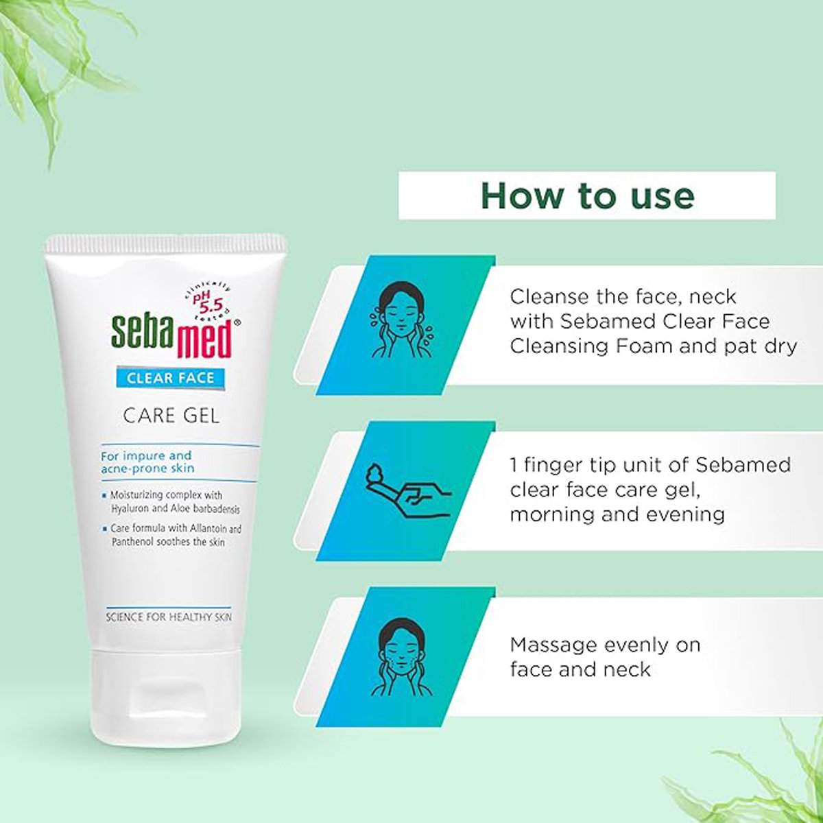 Sebamed Clear Face Care Gel 150 ml | Hyaluron, Aloe Vera, Allantoin & Panthenol | pH 5.5 | Oils & emulsifiers Free | For Acne Prone Skin, Pack of 1 Sebamed Clear Face Care Gel 150 ml | Hyaluron, Aloe Vera, Allantoin & Panthenol | pH 5.5 | Oils & emulsifiers Free | For Acne Prone Skin, Pack of 1