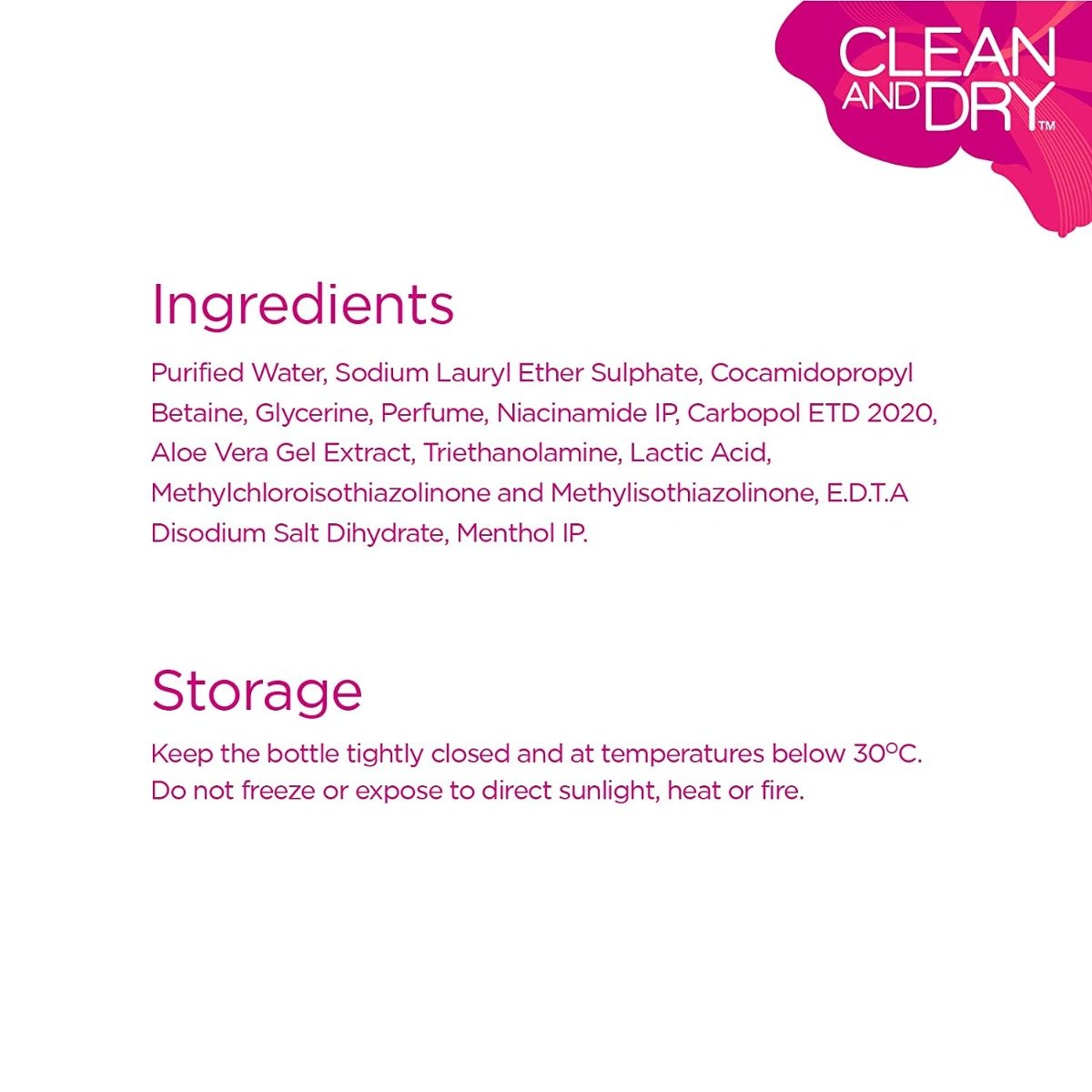 Clean And Dry Daily Intimate Wash, 90 ml, Pack of 1 Clean And Dry Daily Intimate Wash, 90 ml, Pack of 1