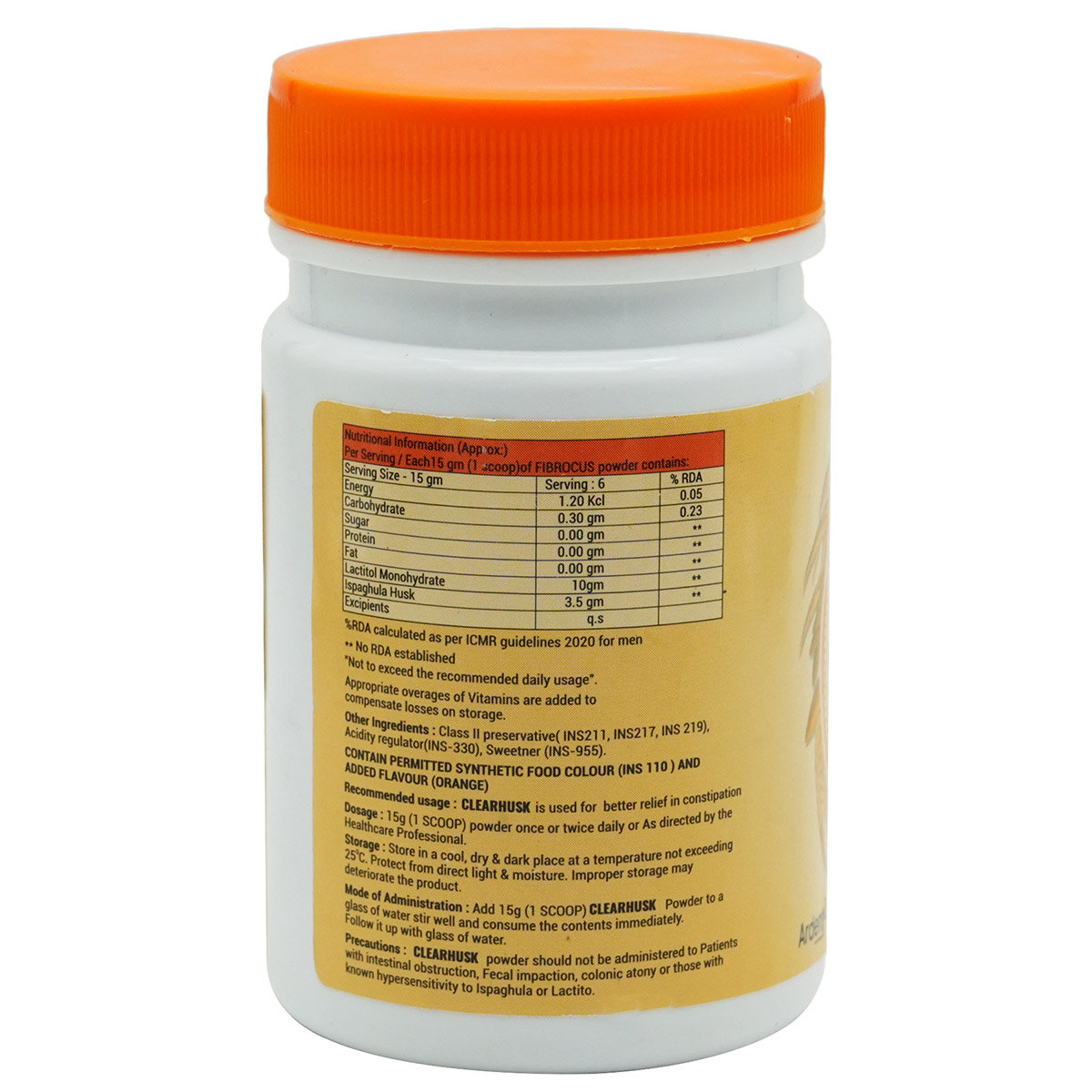 Clearhusk Sugar Free Orange Flavour Powder 90 gm, Pack of 1 POWDER Clearhusk Sugar Free Orange Flavour Powder 90 gm, Pack of 1 POWDER