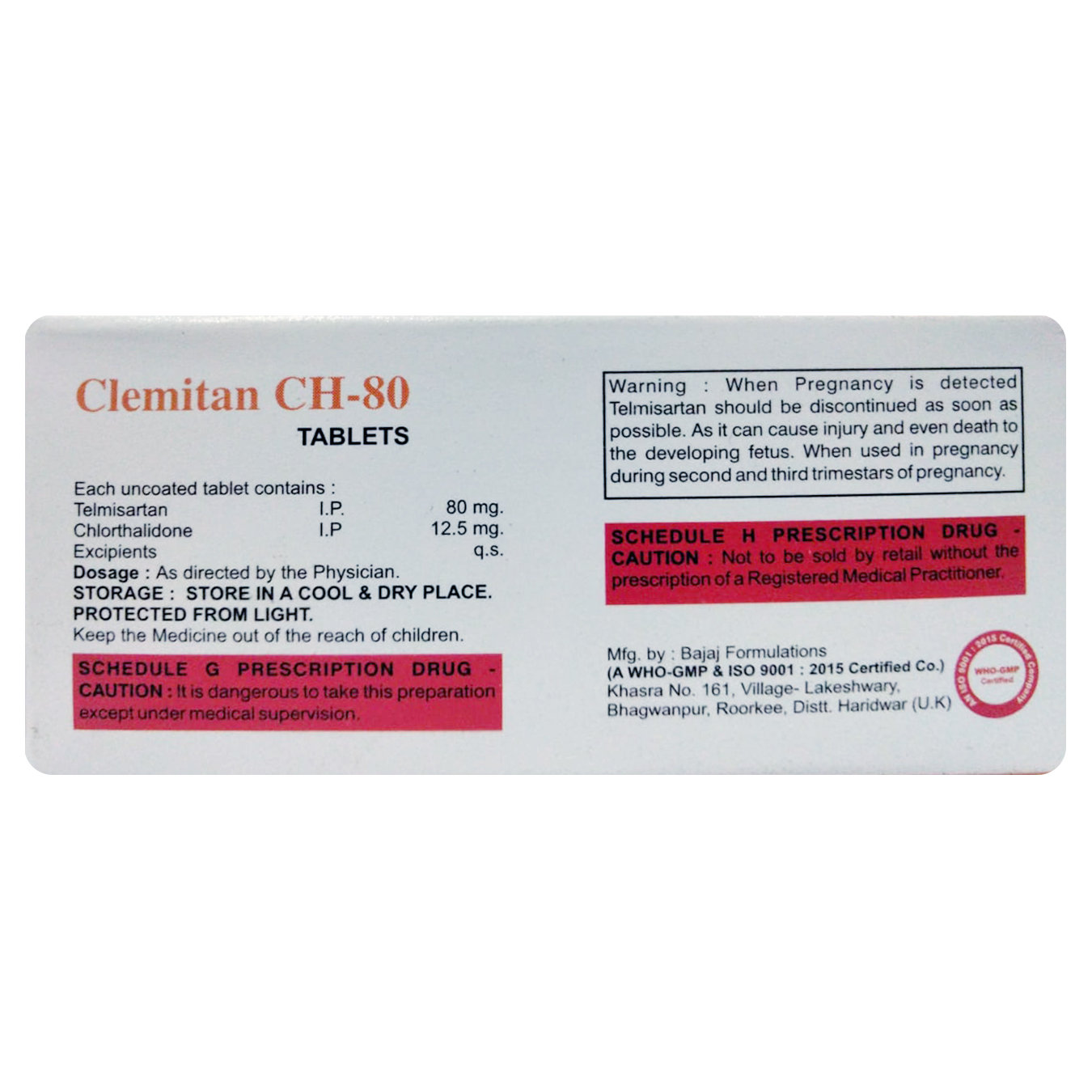 Clemitan CH-80 Tablet 10's, Pack of 10 TABLETS Clemitan CH-80 Tablet 10's, Pack of 10 TABLETS